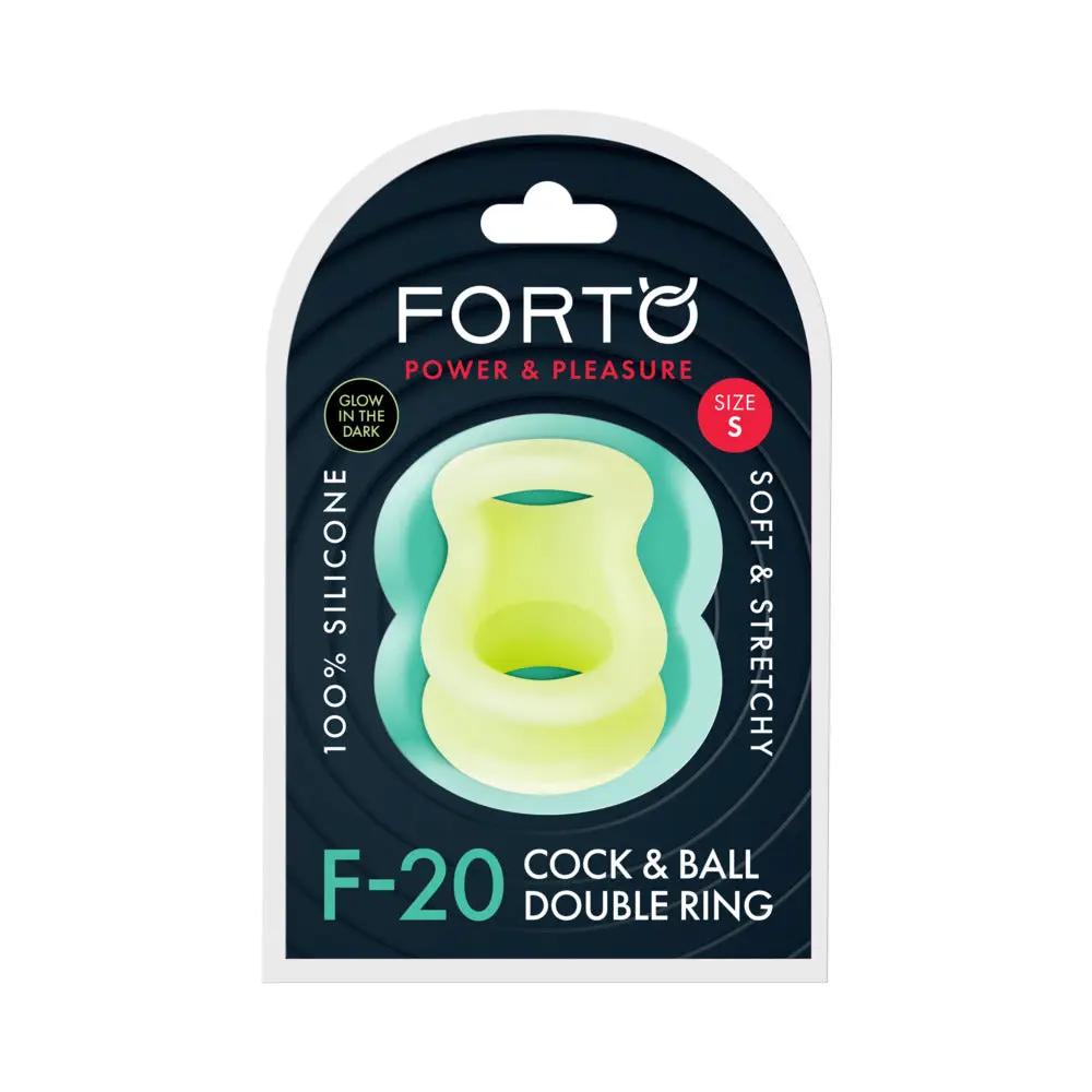 Forto F-20 Liquid Silicone Cockring & Ball Stretcher Small Glow by Forto