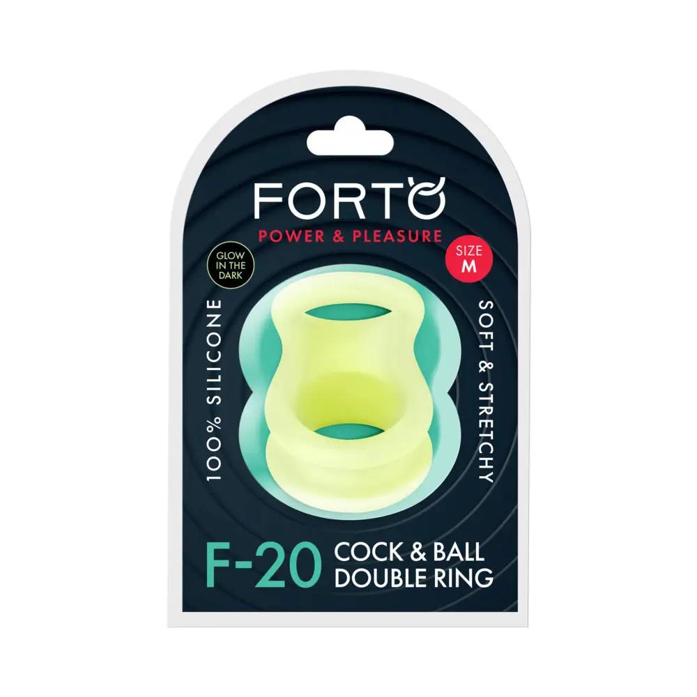 Forto F-20 Liquid Silicone Cockring & Ball Stretcher Medium Glow by Forto