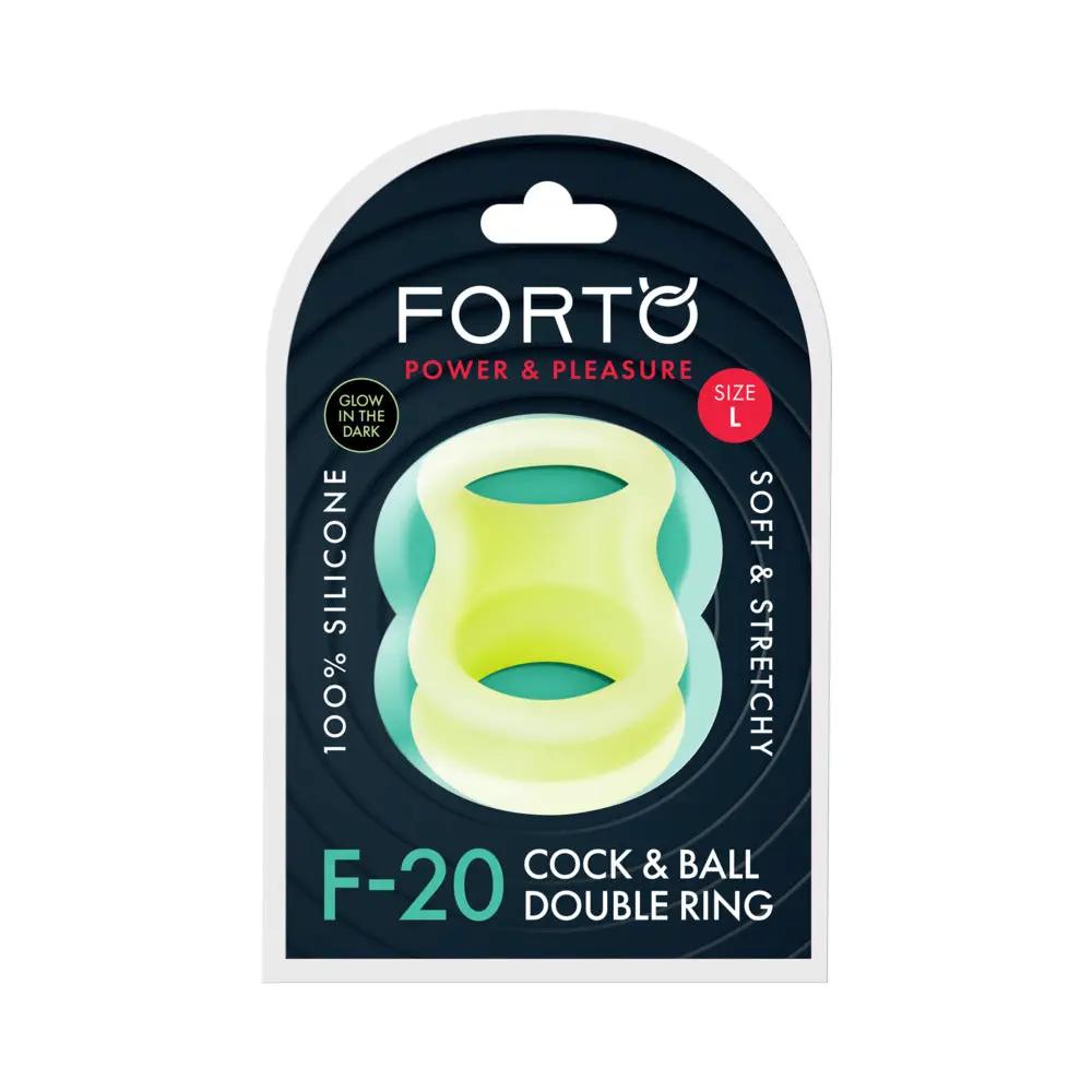 Forto F-20 Liquid Silicone Cockring & Ball Stretcher Large Glow by Forto