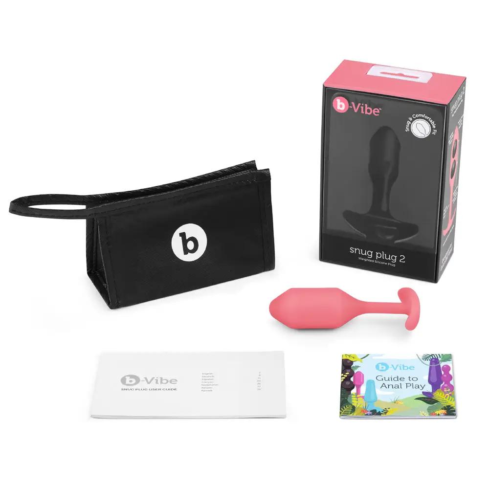 b-Vibe Snug Plug 2 Weighted Silicone Anal Plug Coral by b-Vibe