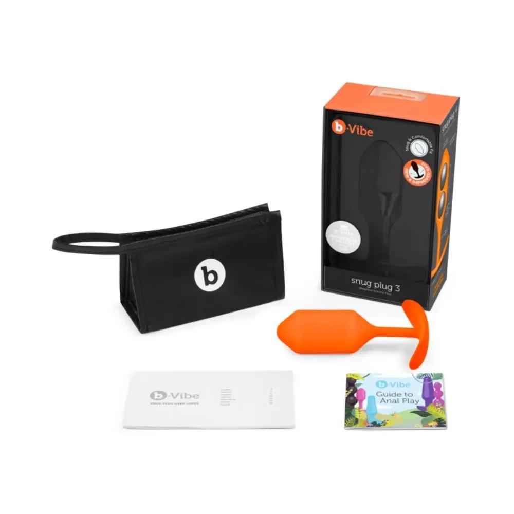 b-Vibe Snug Plug 3 Weighted Silicone Anal Plug Orange by b-Vibe