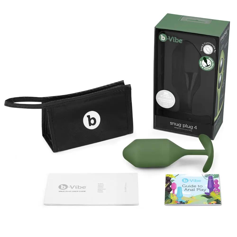 b-Vibe Snug Plug 4 Weighted Silicone Anal Plug Army by b-Vibe