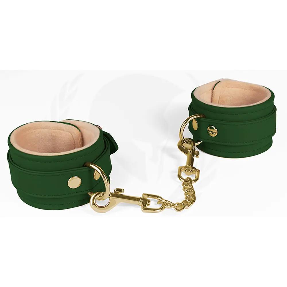 Spartacus Green PU Wrist Cuffs With Plush Lining by Spartacus