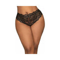 Dreamgirl Lace Tanga Open-Crotch Panty and Elastic Open Back Detail Black 3X Hanging by Dreamgirl