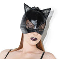 Cat Mask with Lace Eyes and Ears Black OS Hanging by Coquette