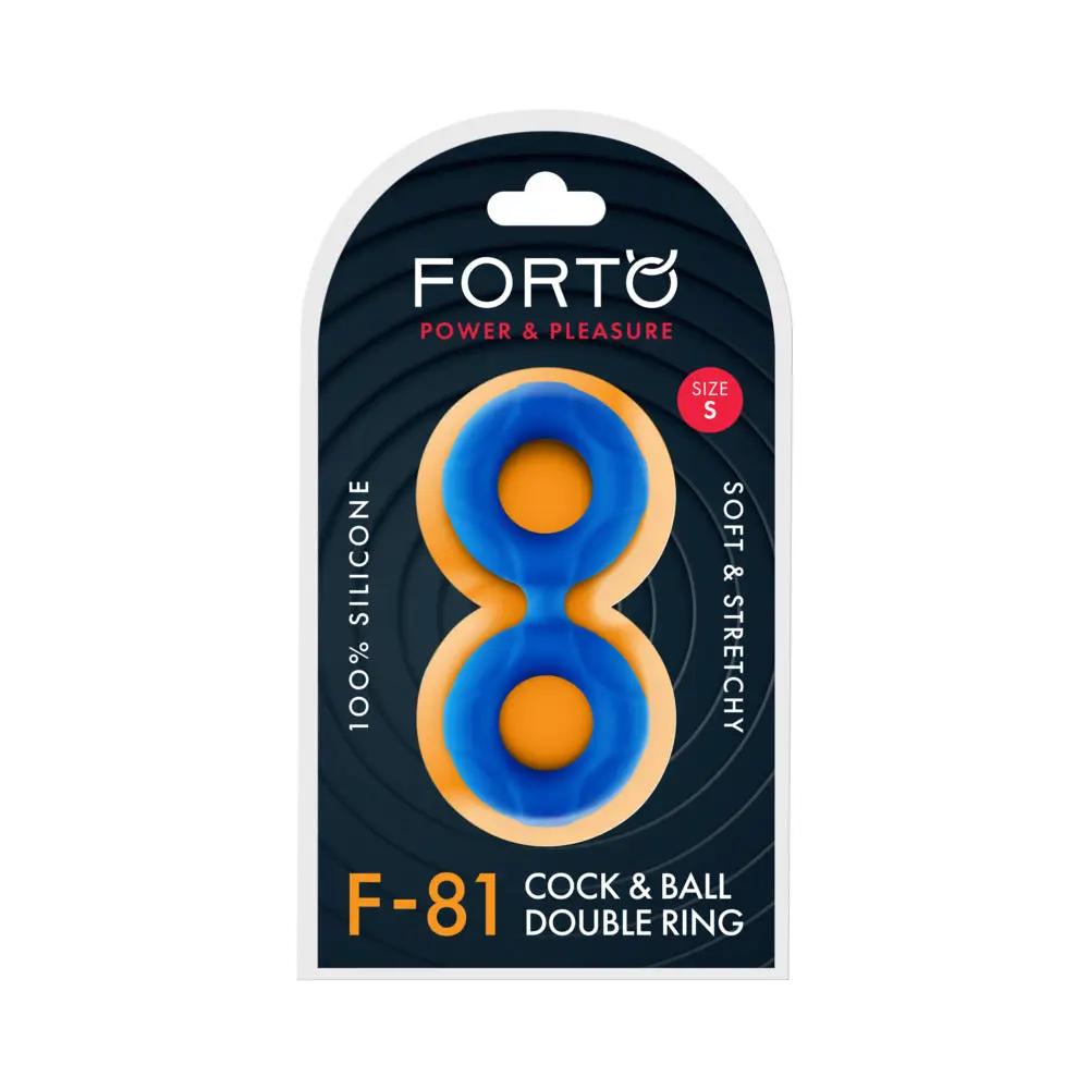 Forto F-81 Liquid Silicone Cock & Ball Double Ring Small Blue by Forto