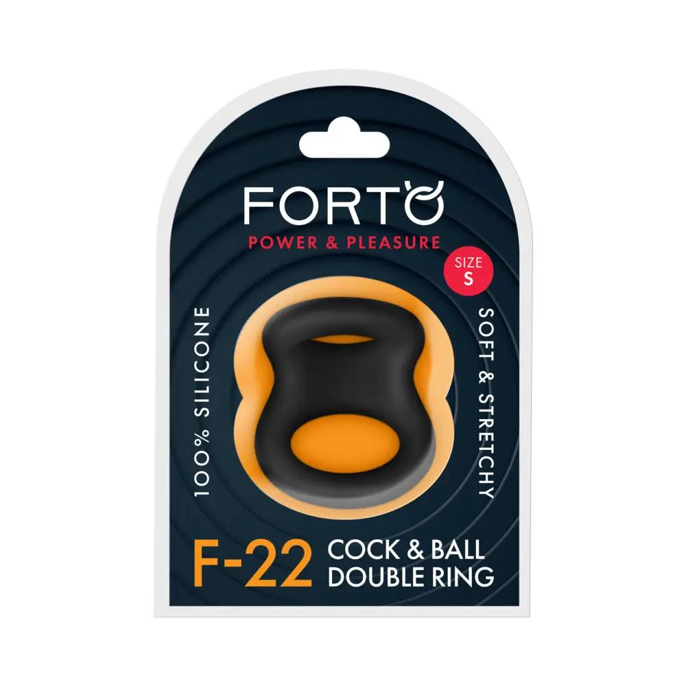 Forto F-22 Liquid Silicone Cock & Ball D-Ring Small Black by Forto