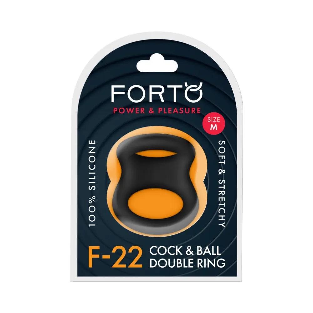 Forto F-22 Liquid Silicone Cock & Ball D-Ring Medium Black by Forto