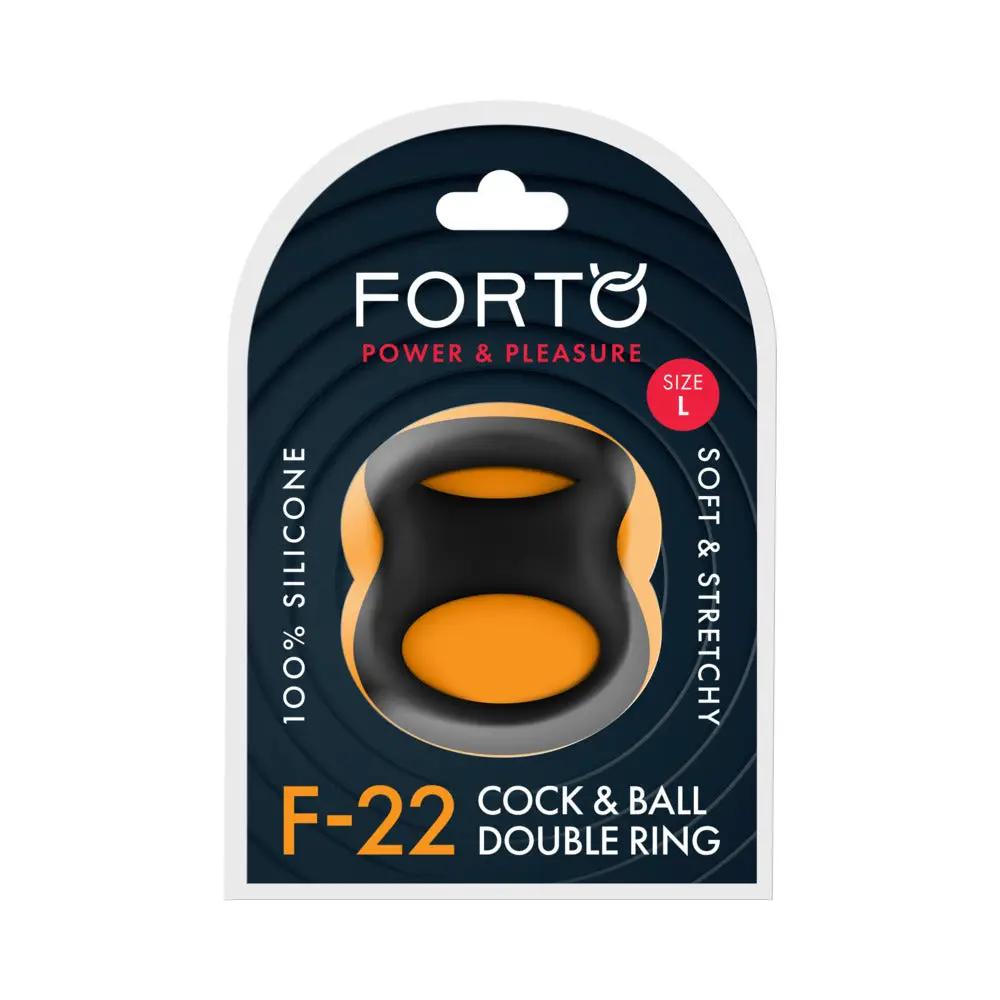 Forto F-22 Liquid Silicone Cock & Ball D-Ring Large Black by Forto