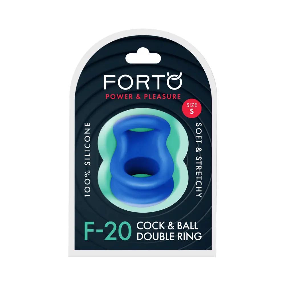 Forto F-20 Liquid Silicone Cockring & Ball Stretcher Small Blue by Forto