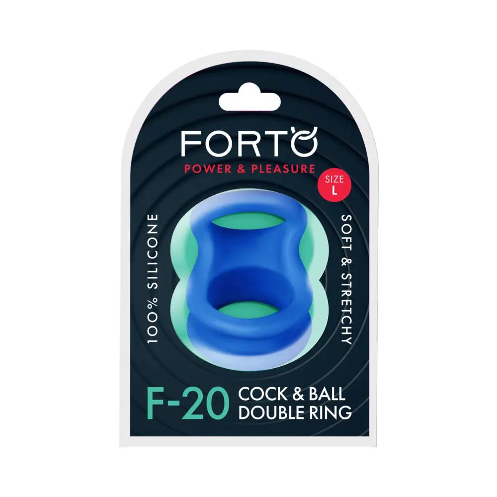Forto F-20 Liquid Silicone Cockring & Ball Stretcher Large Blue by Forto