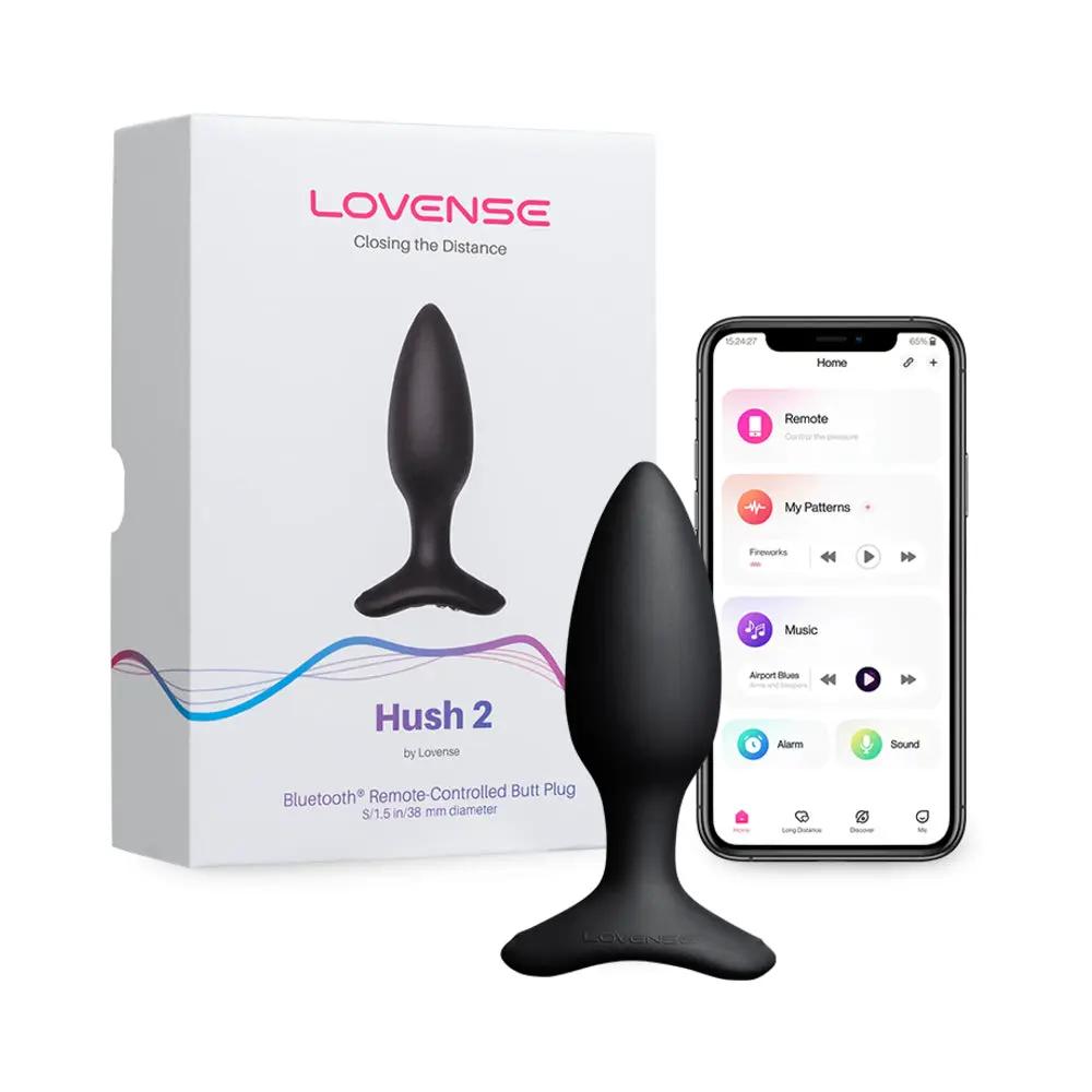 Lovense Hush 2 Bluetooth Remote-Controlled Vibrating Butt Plug Small 1.5 in. by Lovense