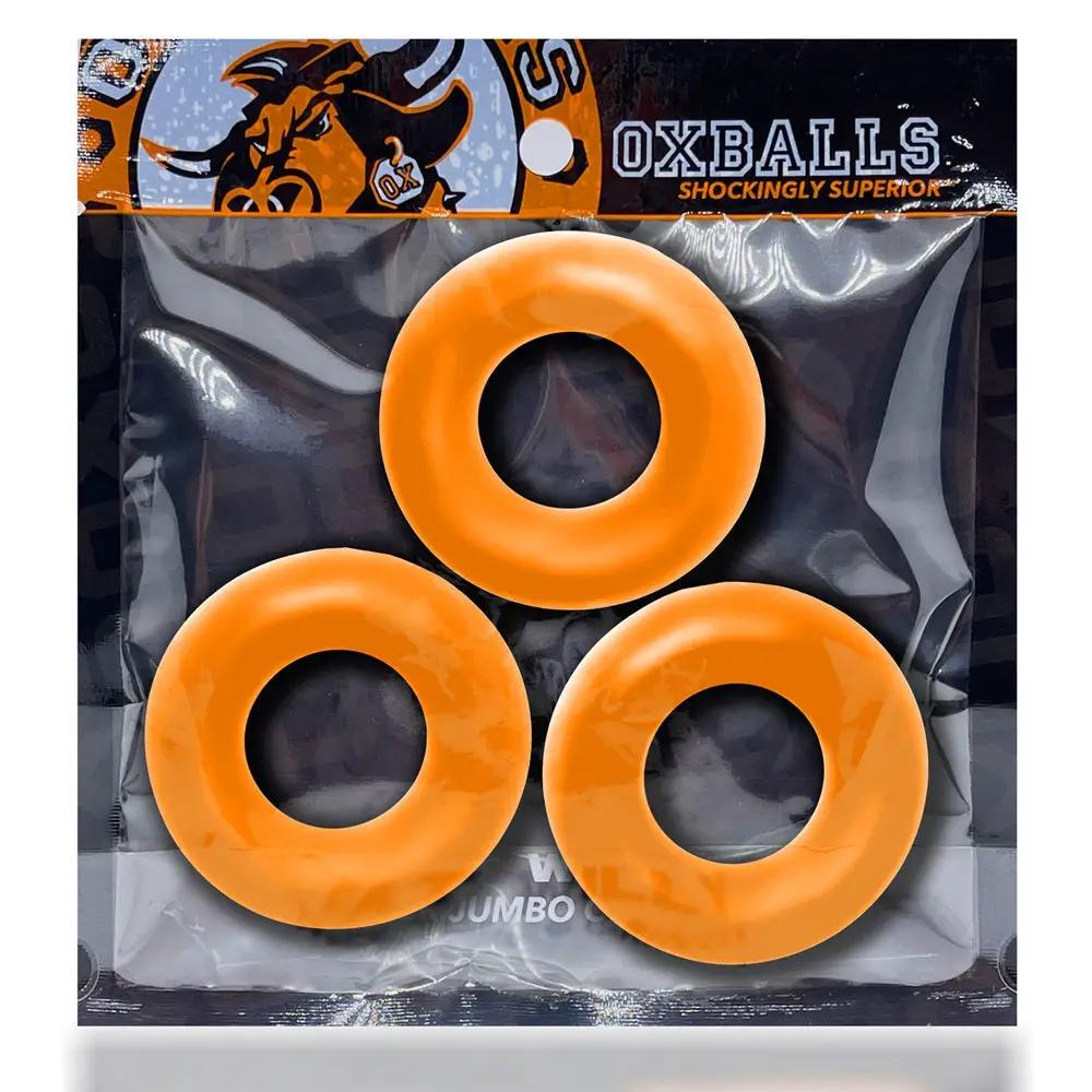 Oxballs Fat Willy 3-Pack Jumbo Cockrings Orange by Oxballs