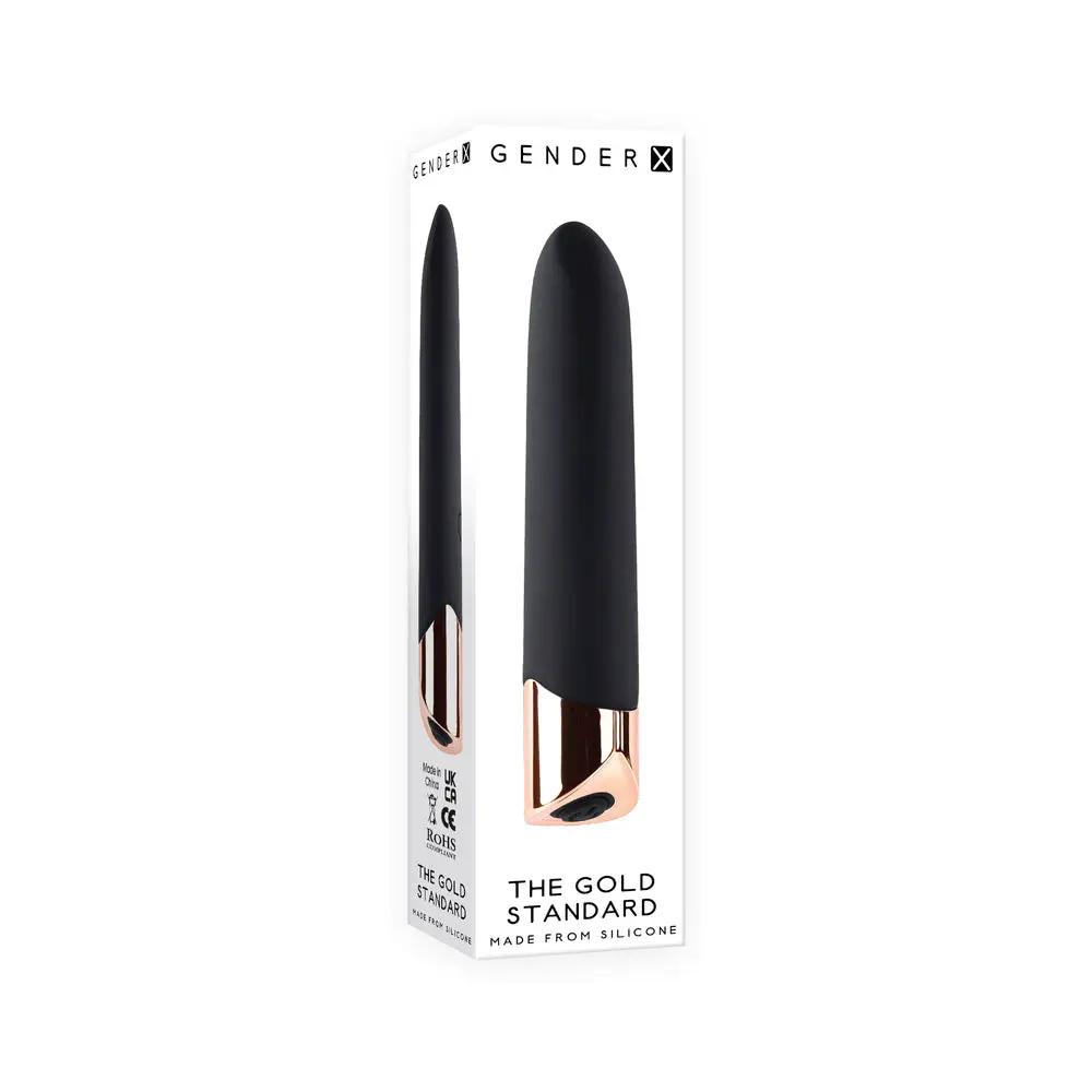 Gender X The Gold Standard Rechargeable Silicone Bullet Vibrator Black/Gold by Gender X