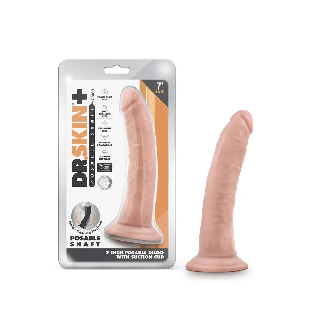Dr. Skin Plus Realistic 7 in. Triple Density Posable Dildo Beige by Blush