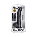 RealRock Realistic 8 in. Curved Dildo With Balls and Suction Cup Black by Shots