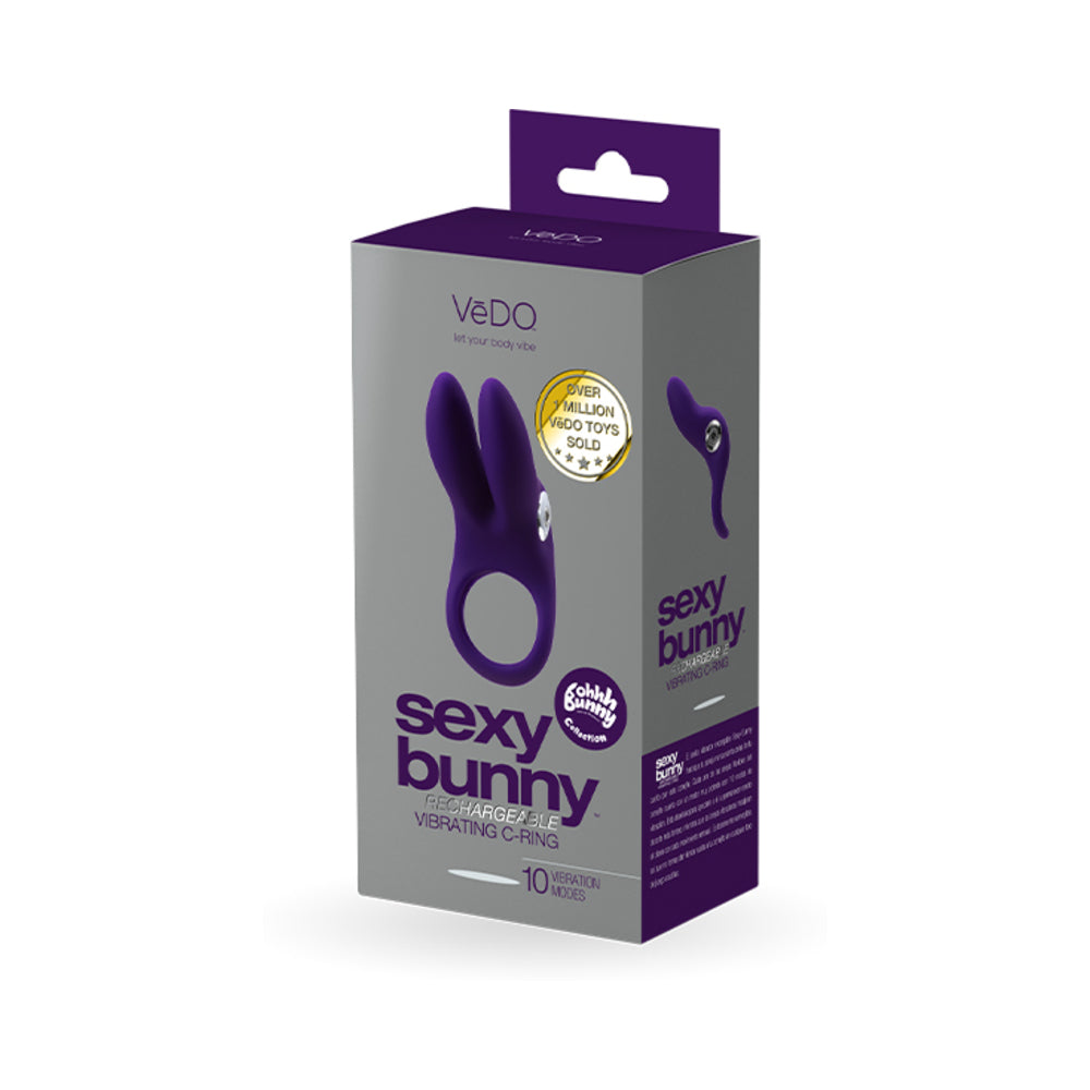 VeDO Sexy Bunny Rechargeable Vibrating C-Ring Deep Purple by VeDO
