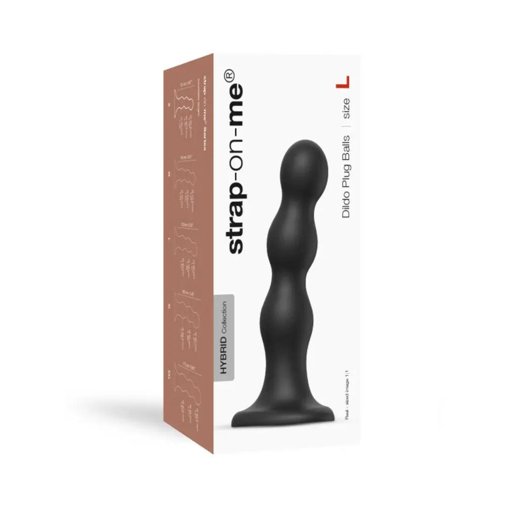 Strap-On-Me Hybrid Collection Silicone Dildo Plug Balls Black Large by Lovely Planet