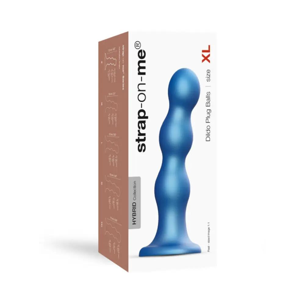 Strap-On-Me Hybrid Collection Silicone Dildo Plug Balls Metallic Blue X-Large by Lovely Planet