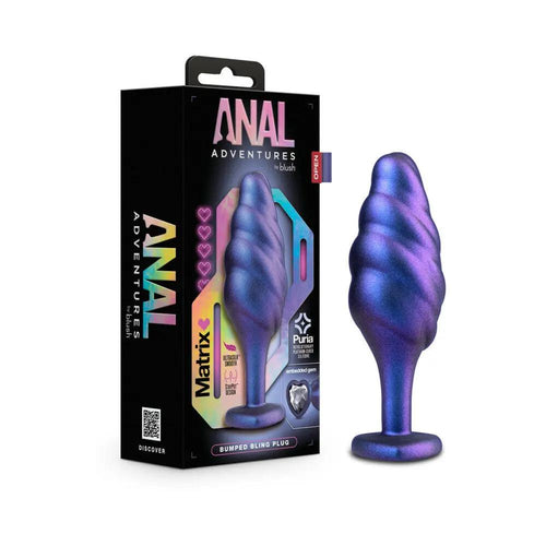 Anal Adventures Matrix Silicone Bumped Bling Plug Sapphire by Blush