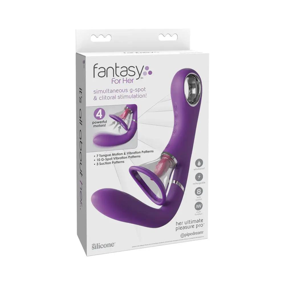 Fantasy For Her Her Ultimate Pleasure Pro Rechargeable Silicone Flicking Suction Dual Stimulator by Pipedream