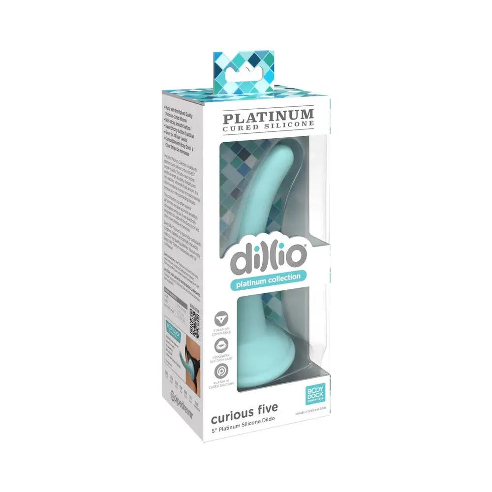 Dillio Platinum Collection Curious Five 5 in. Silicone Dildo Teal by Pipedream