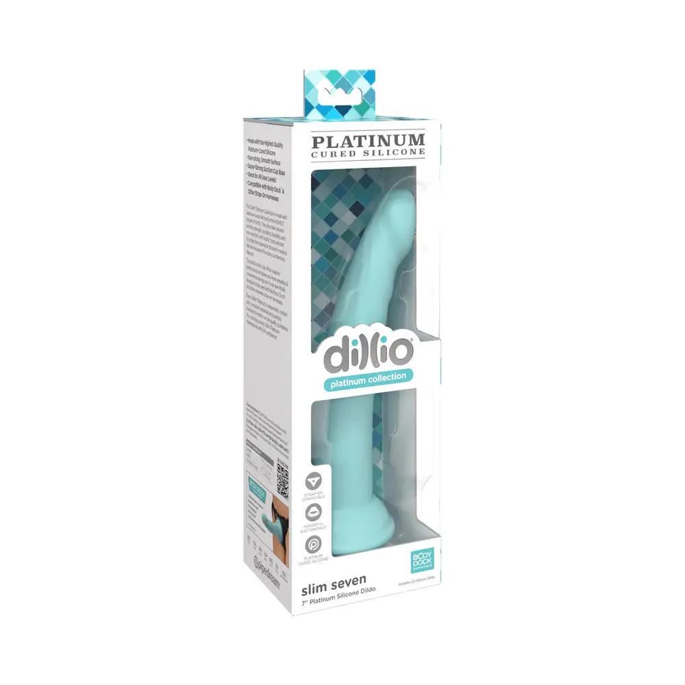 Dillio Platinum Collection Slim Seven 7 in. Silicone Dildo Teal by Pipedream