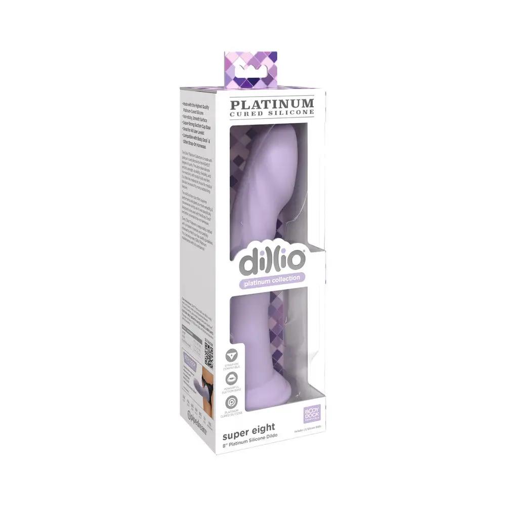 Dillio Platinum Collection Super Eight 8 in. Silicone Dildo Purple by Pipedream