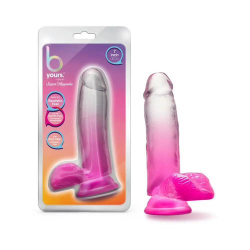 B Yours Sugar Magnolia 7 in. Dildo with Balls Fuchsia by Blush