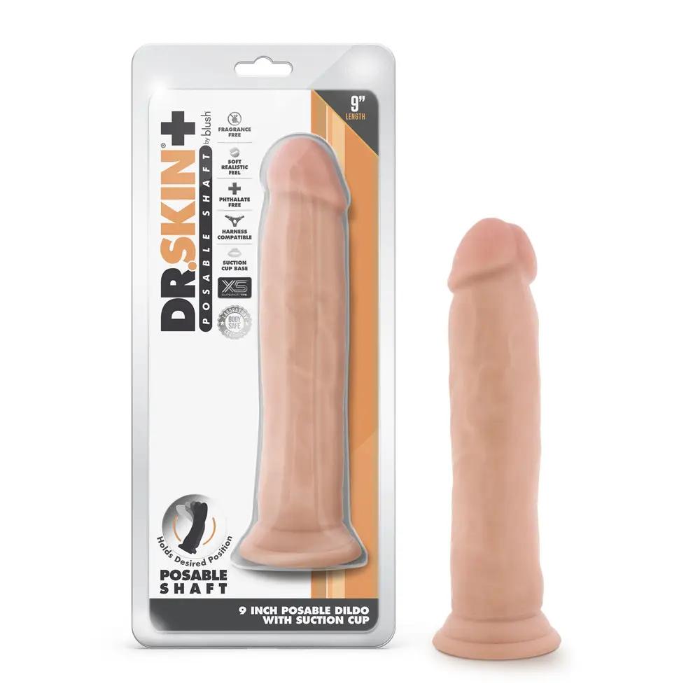 Dr. Skin Plus Thick 9 in. Triple Density Posable Dildo Beige by Blush