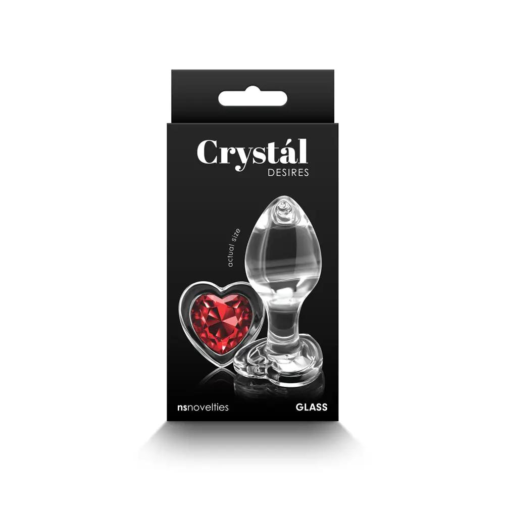 Crystal Desires Red Heart Gem Glass Plug Medium by NS Novelties