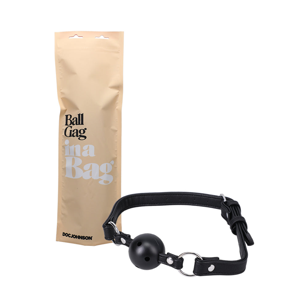Doc Johnson Ball Gag In A Bag Faux Leather Breathable Black by Doc Johnson