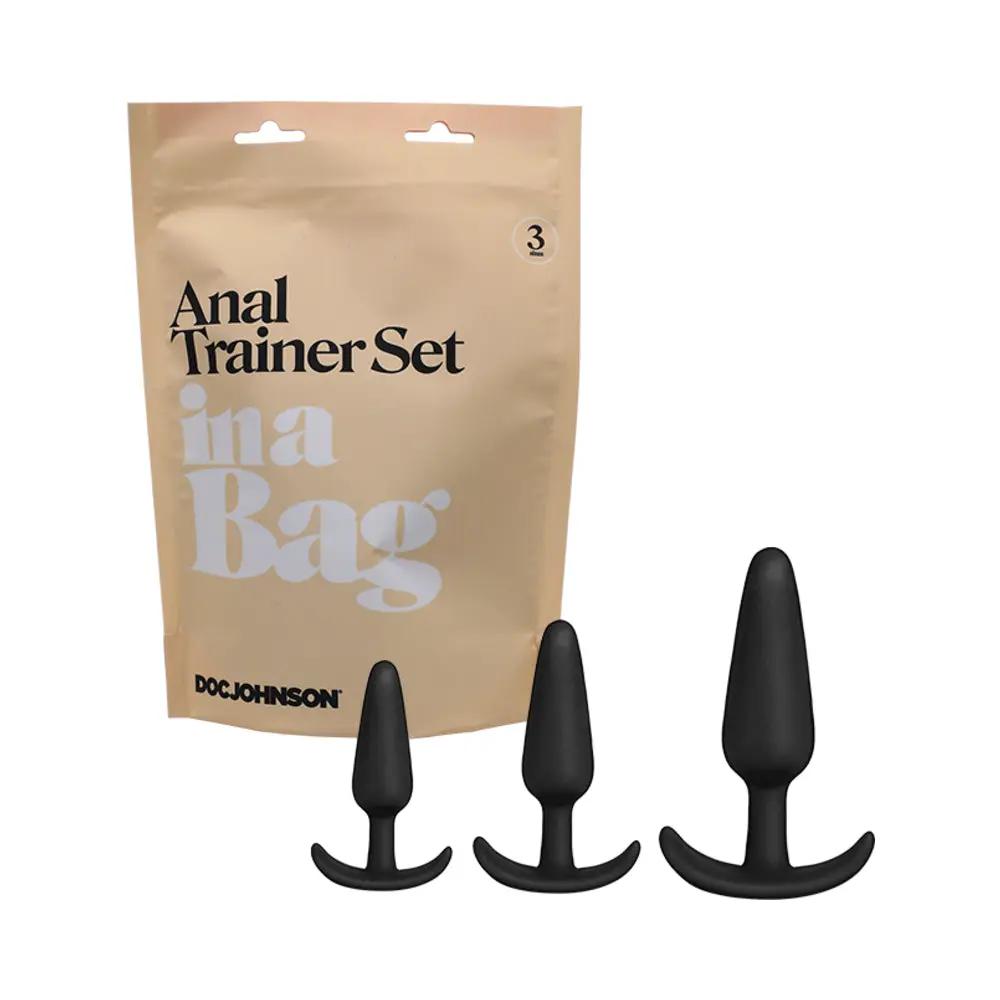 Doc Johnson Anal Plug Trainer Set In A Bag 3-Piece Silicone Black by Doc Johnson