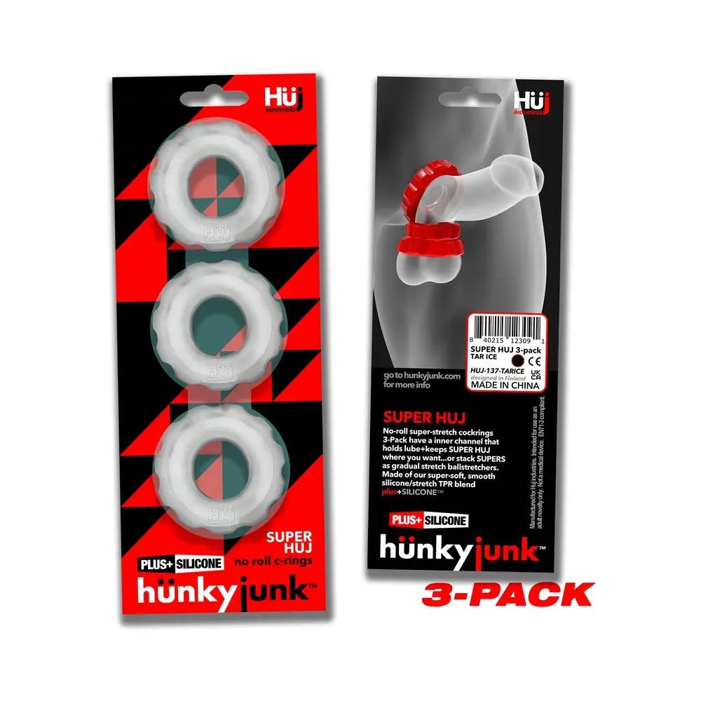 Hunkyjunk SuperHuj 3-Pack Cockrings Clear Ice by Oxballs