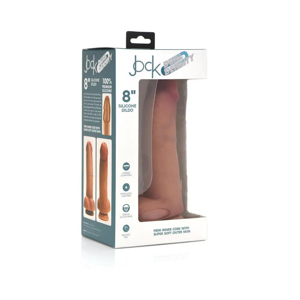 Curve Toys Jock Dual Density 8 in. Silicone Dildo with Balls & Suction Cup Light by Curve Novelties