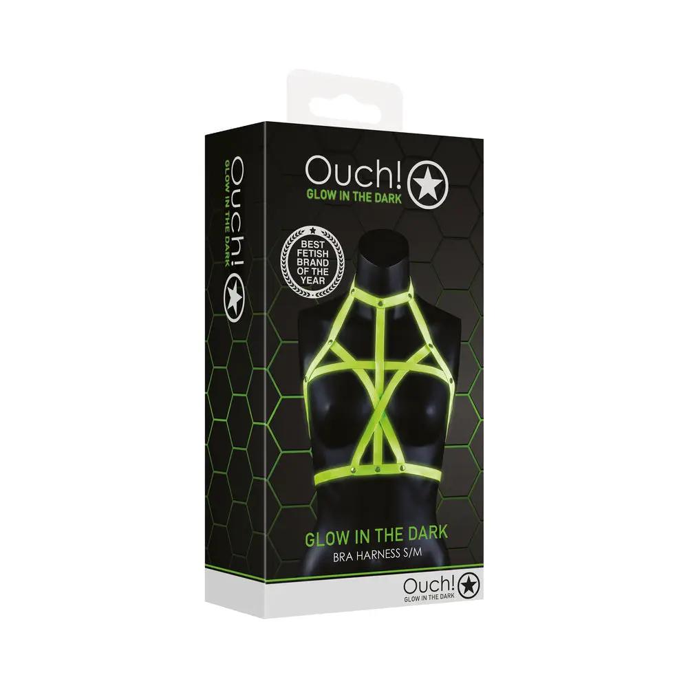 Ouch! Glow in the Dark Bra Harness Neon Green S/M by Shots
