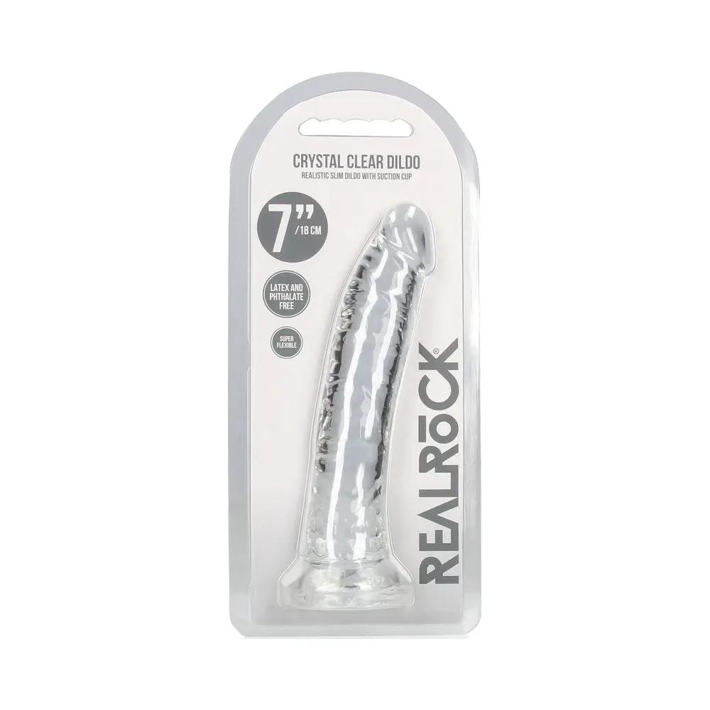 RealRock Crystal Clear Slim 7 in. Dildo Clear by Shots
