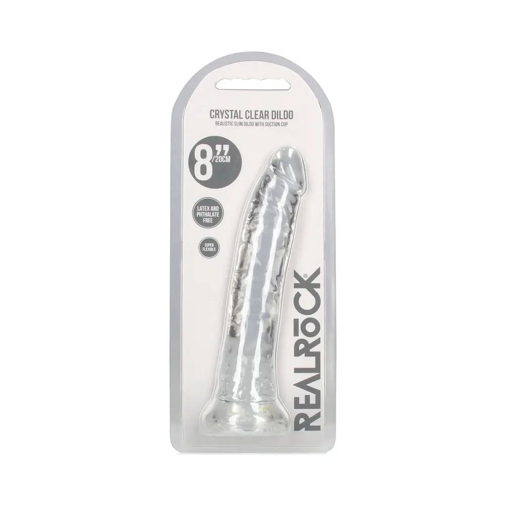 RealRock Crystal Clear Slim 8 in. Dildo Clear by Shots