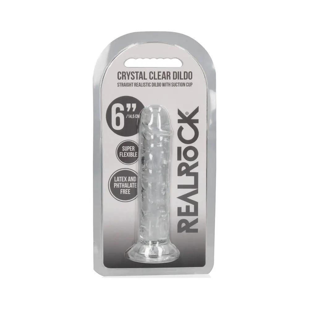 RealRock Crystal Clear Straight 6 in. Dildo Without Balls Clear by Shots