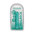 RealRock Crystal Clear Straight 6 in. Dildo Without Balls Turquoise by Shots