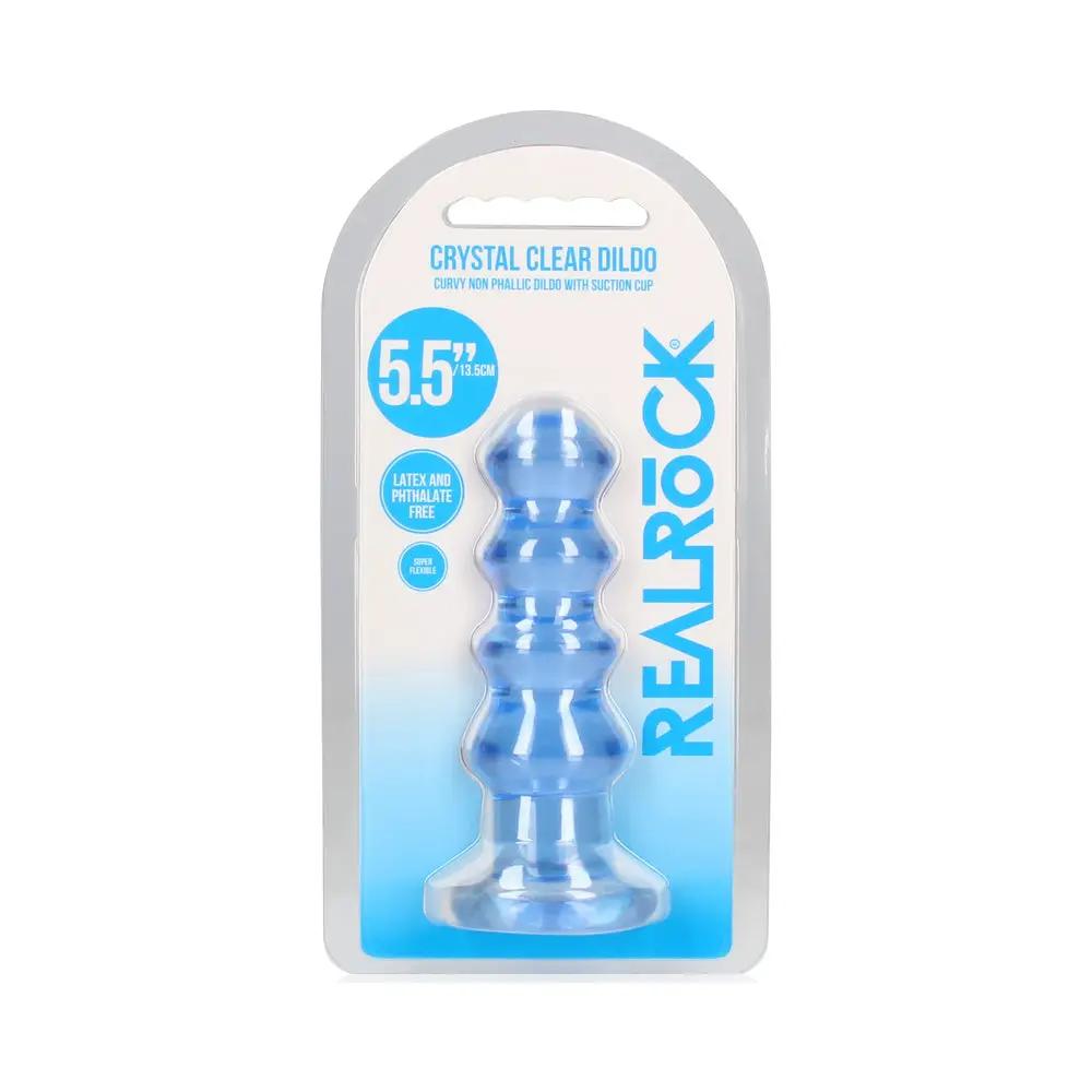 RealRock Crystal Clear Curvy 5.5 in. Dildo/Plug Blue by Shots