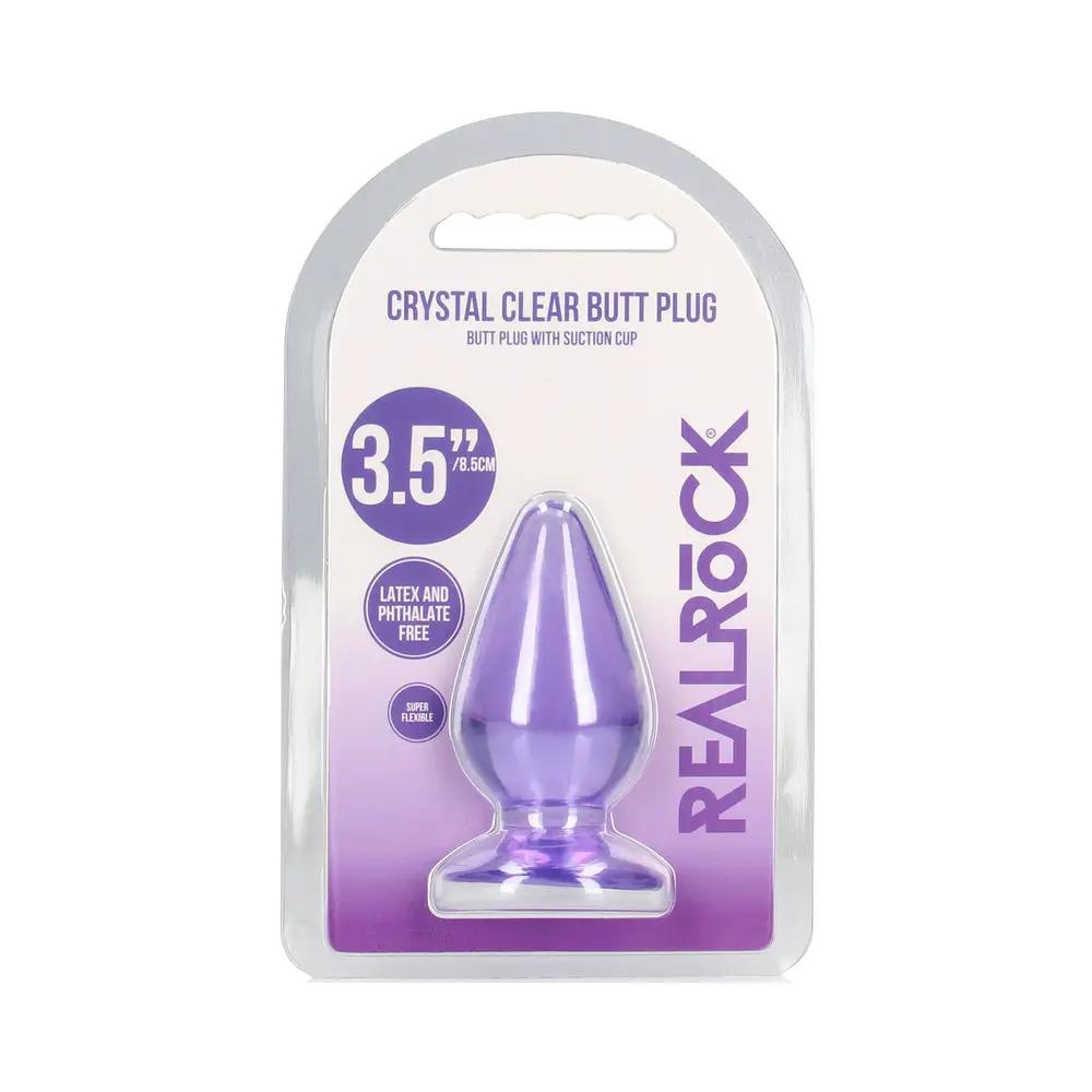 RealRock Crystal Clear 3.5 in. Anal Plug Purple by Shots