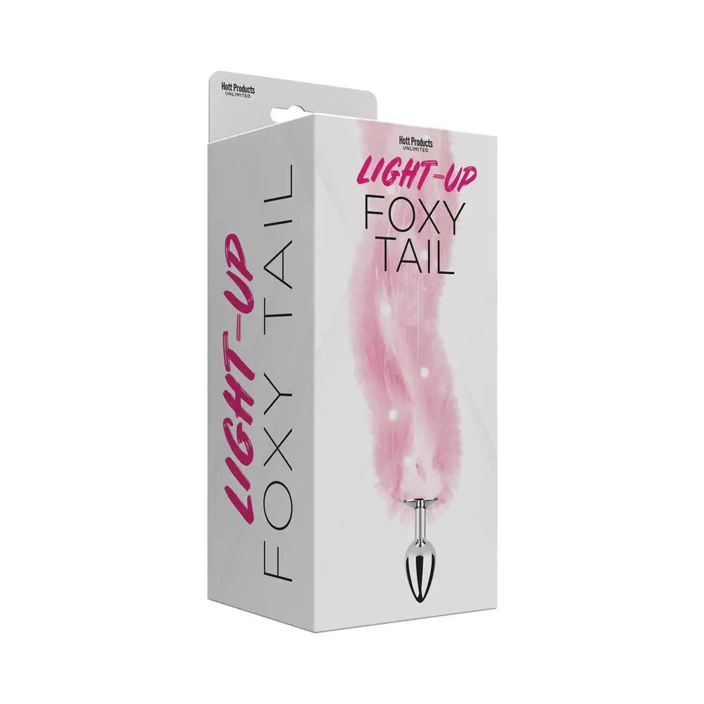 Foxy Tail Light Up Faux Fur Butt Plug With Multicolored Light Pattern Pink by Hott Products