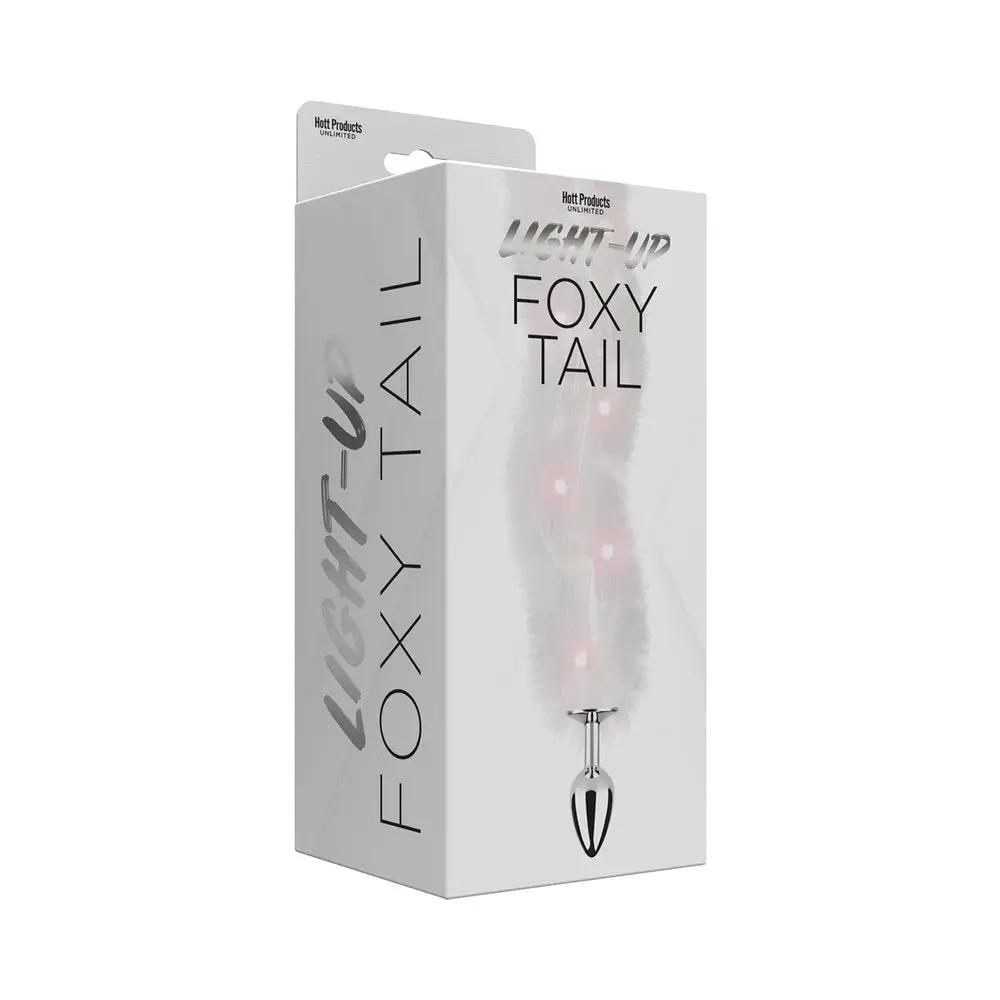Foxy Tail Light Up Faux Fur Butt Plug With Multicolored Light Pattern White by Hott Products