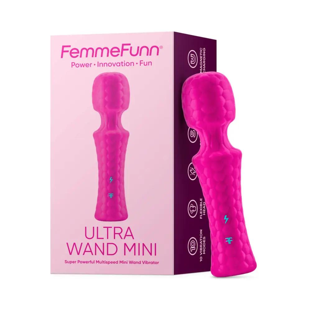 FemmeFunn Ultra Wand Mini Rechargeable Flexible Textured Silicone Vibrator Pink by FemmeFunn