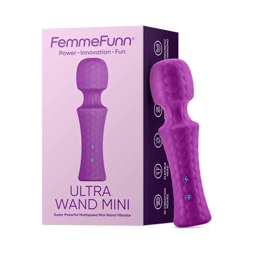FemmeFunn Ultra Wand Mini Rechargeable Flexible Textured Silicone Vibrator Purple by FemmeFunn