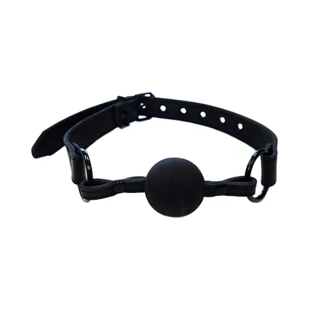 Rouge Leather Ball Gag Black with Black Accessories by Rouge Garments