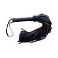 Rouge Long Leather Flogger Black with Black Accessories by Rouge Garments