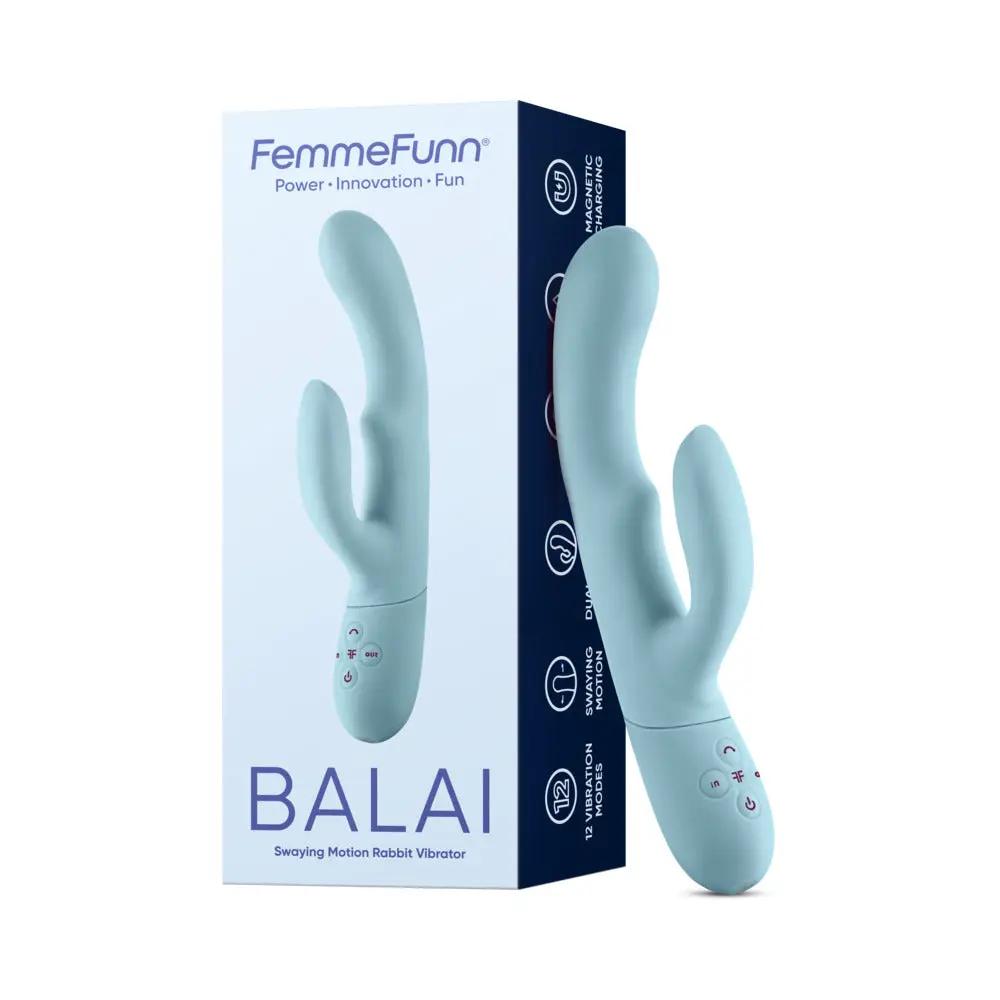 FemmeFunn Balai Rechargeable Silicone Swaying Motion Dual Stimulation Vibrator Light Blue by FemmeFunn