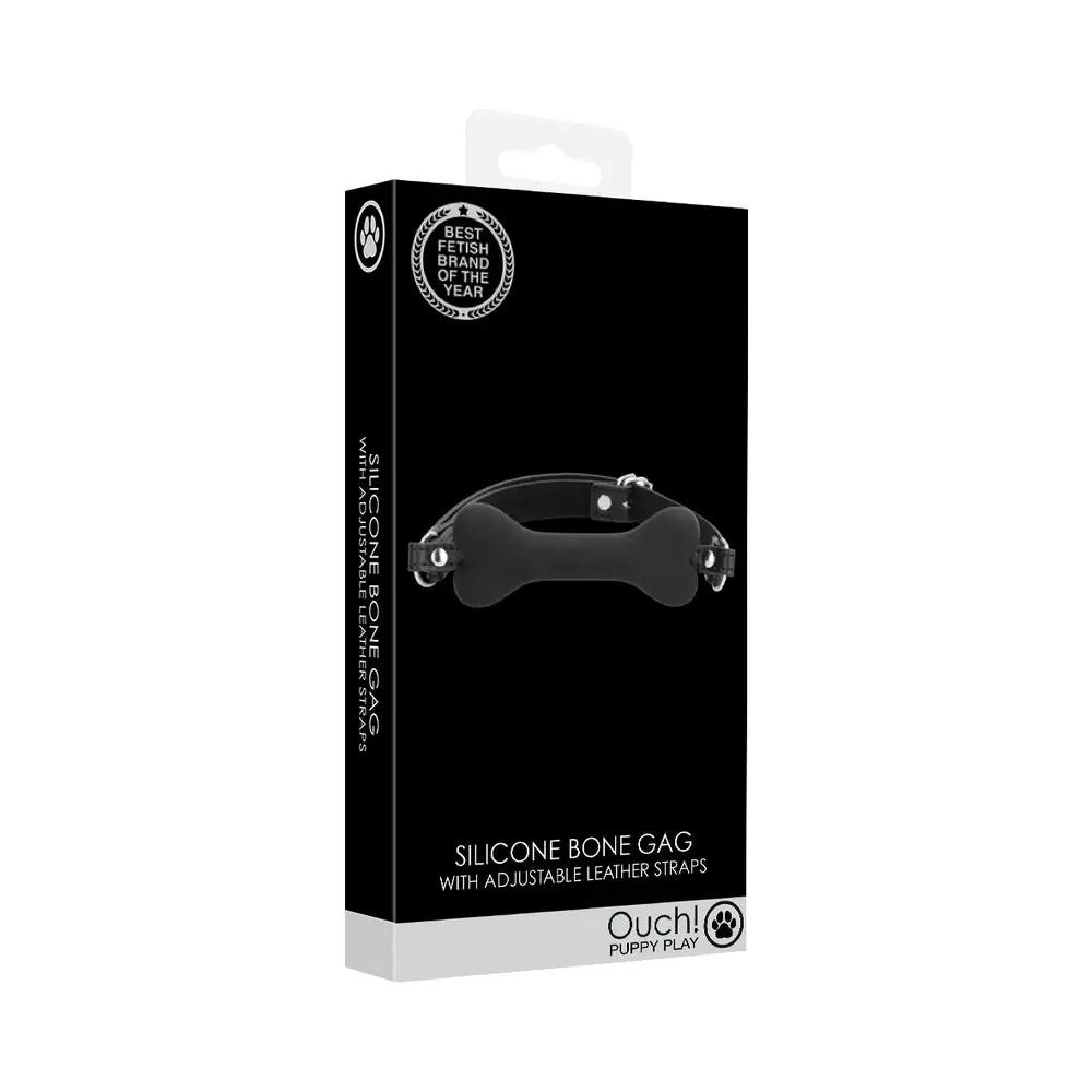 Ouch! Puppy Play Silicone Bone Gag Black by Shots
